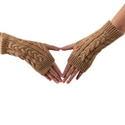 POROPL Fingerless Gloves ForWomen Girl Knitted Arm Fingerless Keep Warm Winter Gloves Soft Warm Mitten For Women 2022